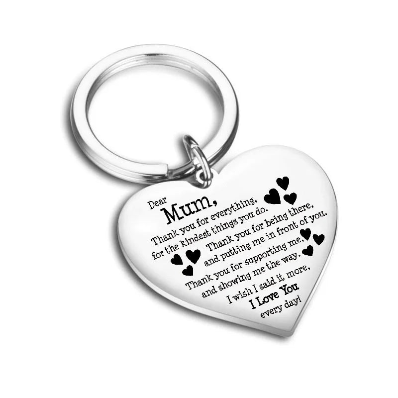 Mother's Day Gift Stainless Steel Peach Heart Keychain