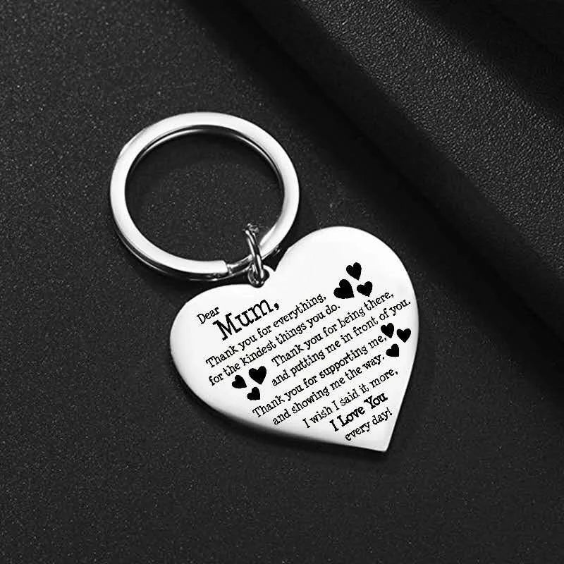 Mother's Day Gift Stainless Steel Peach Heart Keychain