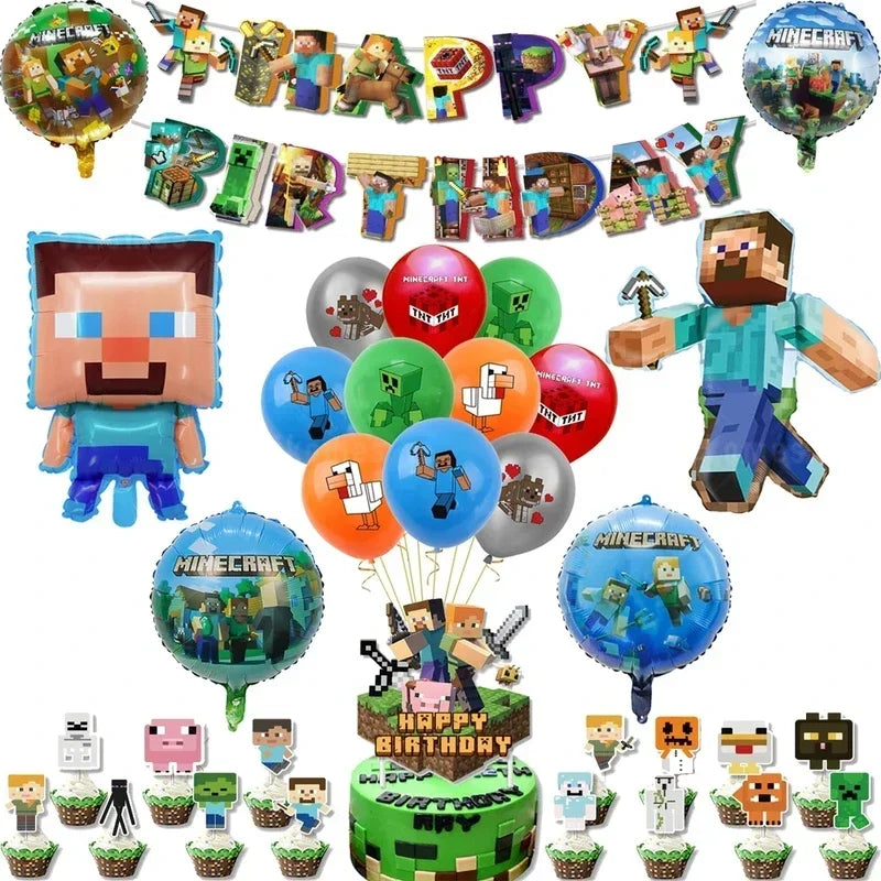 Minecraft Balloons Birthday Party Decoration