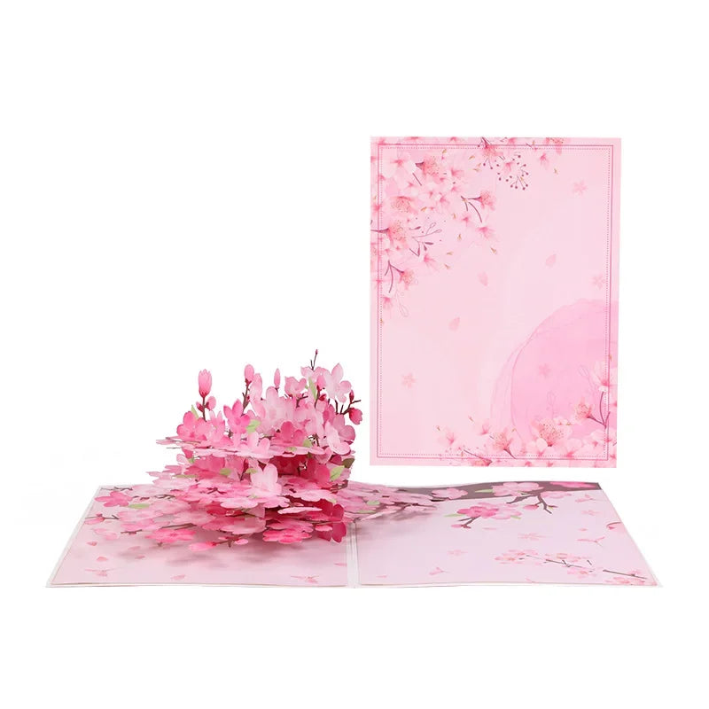 Handmade 3D Pop up Style Card With Peach Blossoms