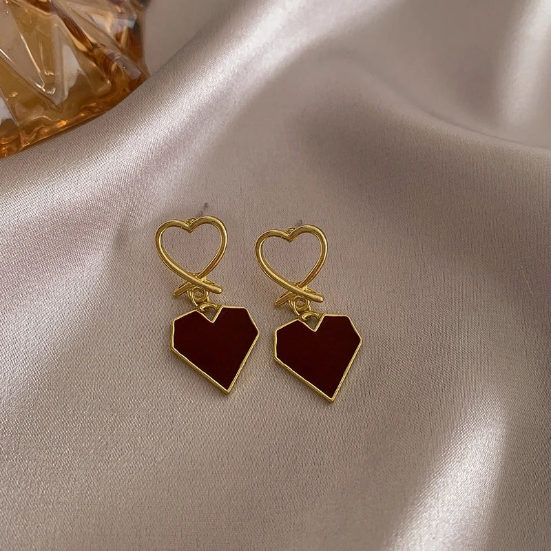 Wine Red Retro Earrings For Women