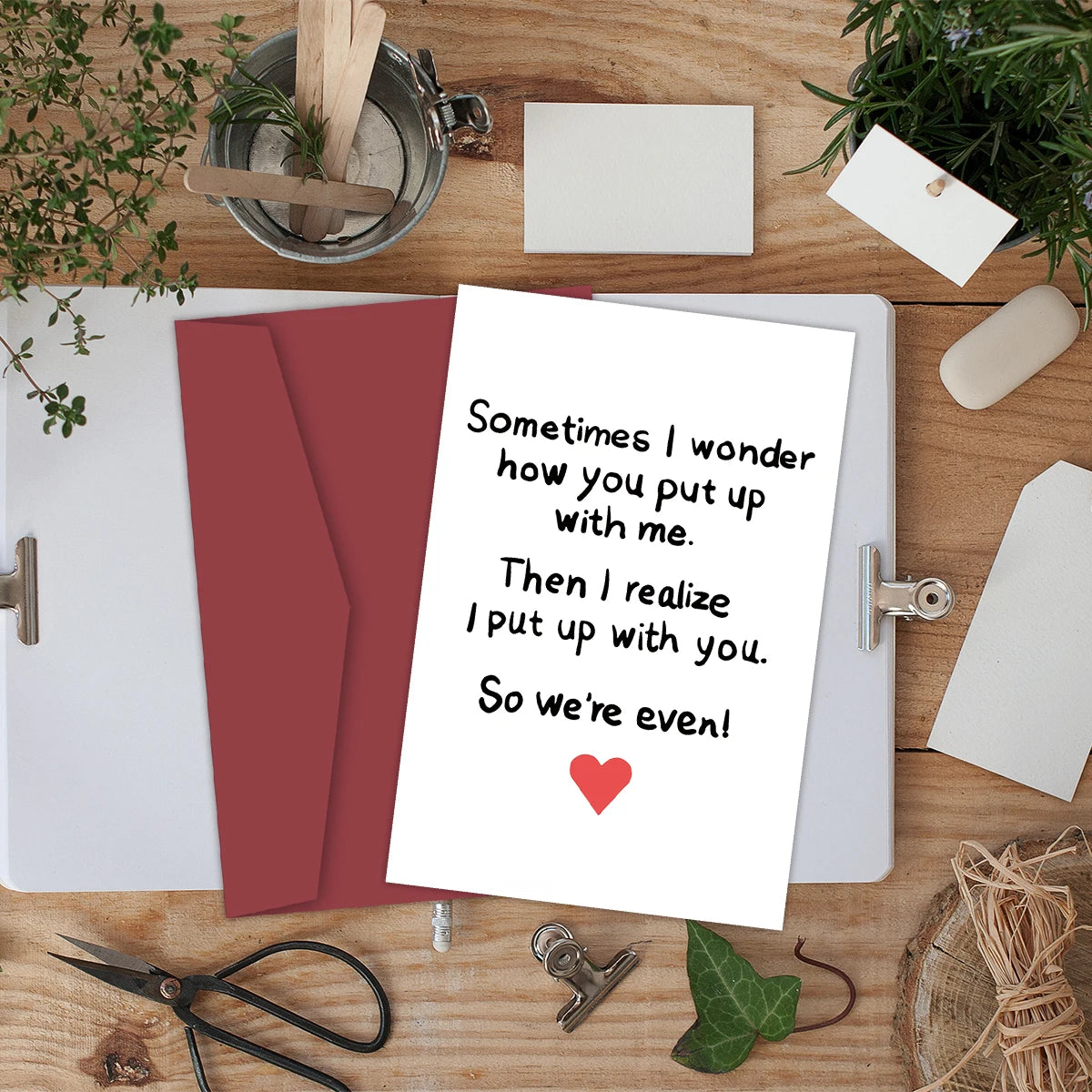 1pc Humorous Valentine's Day Card,"We Put Up With Each Other!"