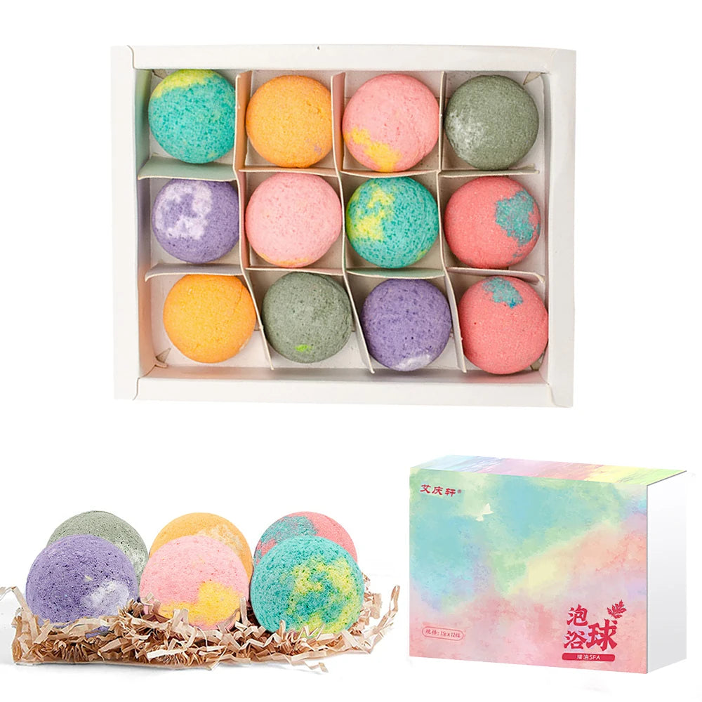 12Pcs/Set Bubble Bath Bombs Body Stress Relief & Exfoliating