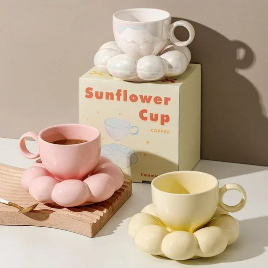 Sunflower Ceramic Coffee Mug & Saucer