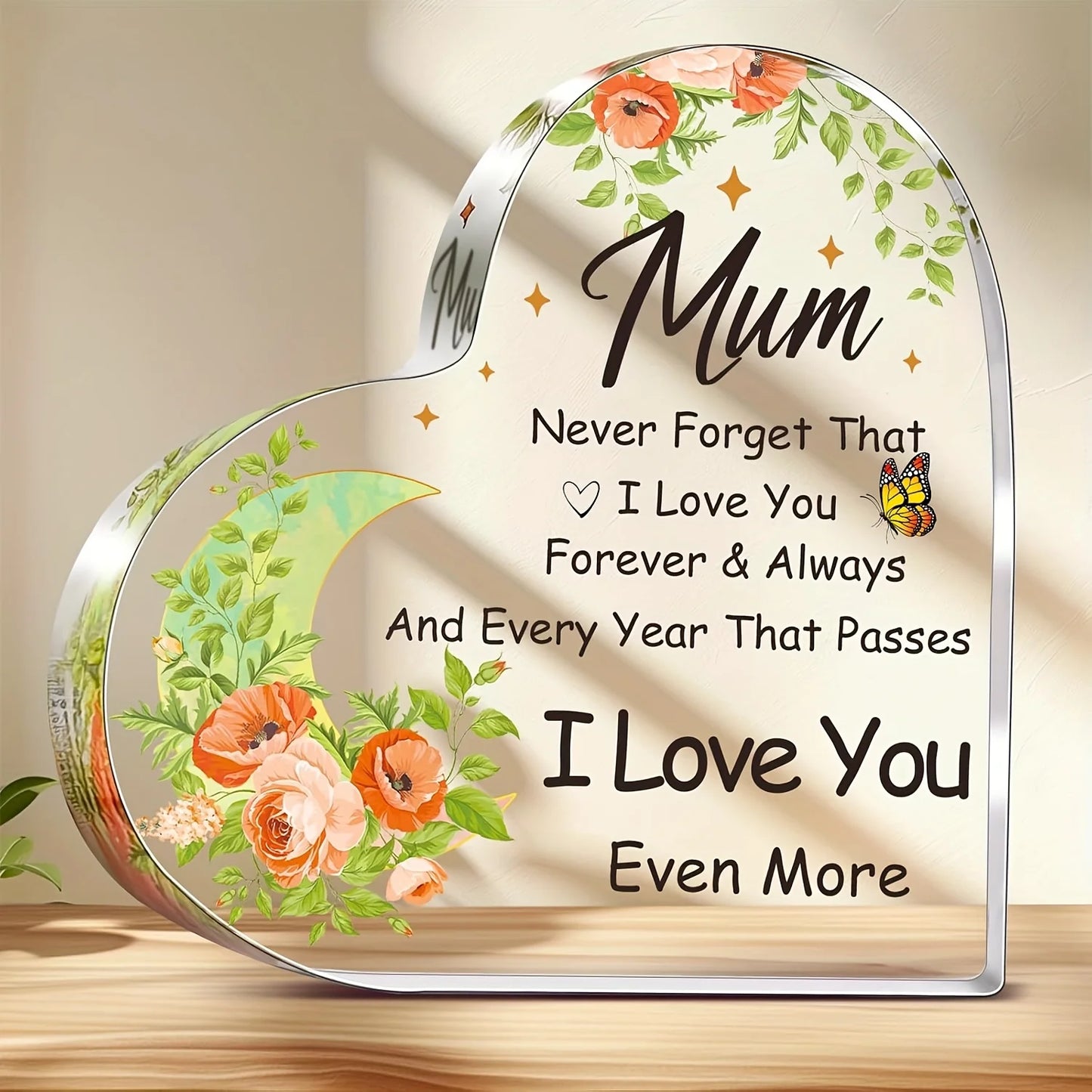 Acrylic Plaque Heart Gift for Mum