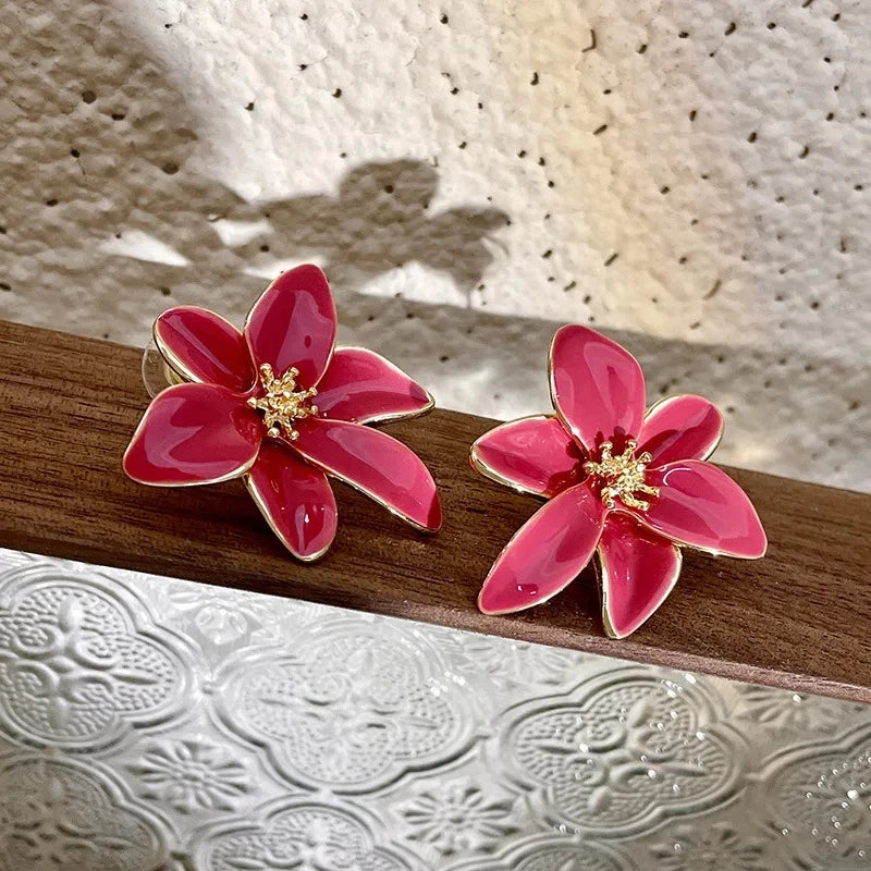 Red & Gold Flower Earrings