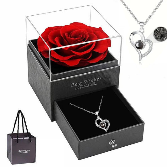 Red Rose Necklace with Gift Box