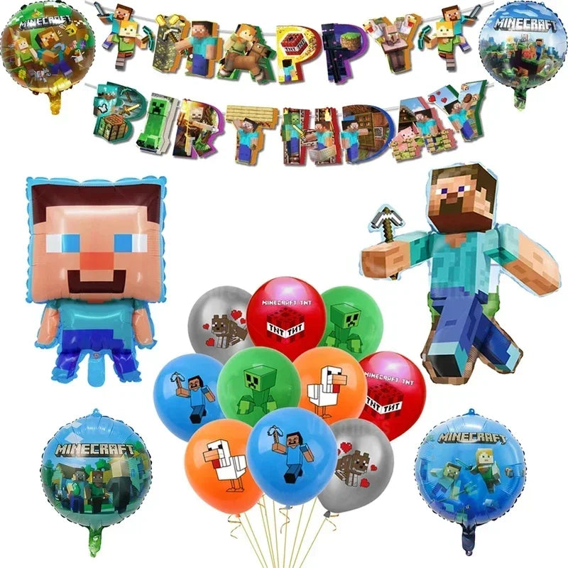 Minecraft Balloons Birthday Party Decoration