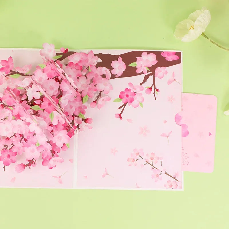 Handmade 3D Pop up Style Card With Peach Blossoms