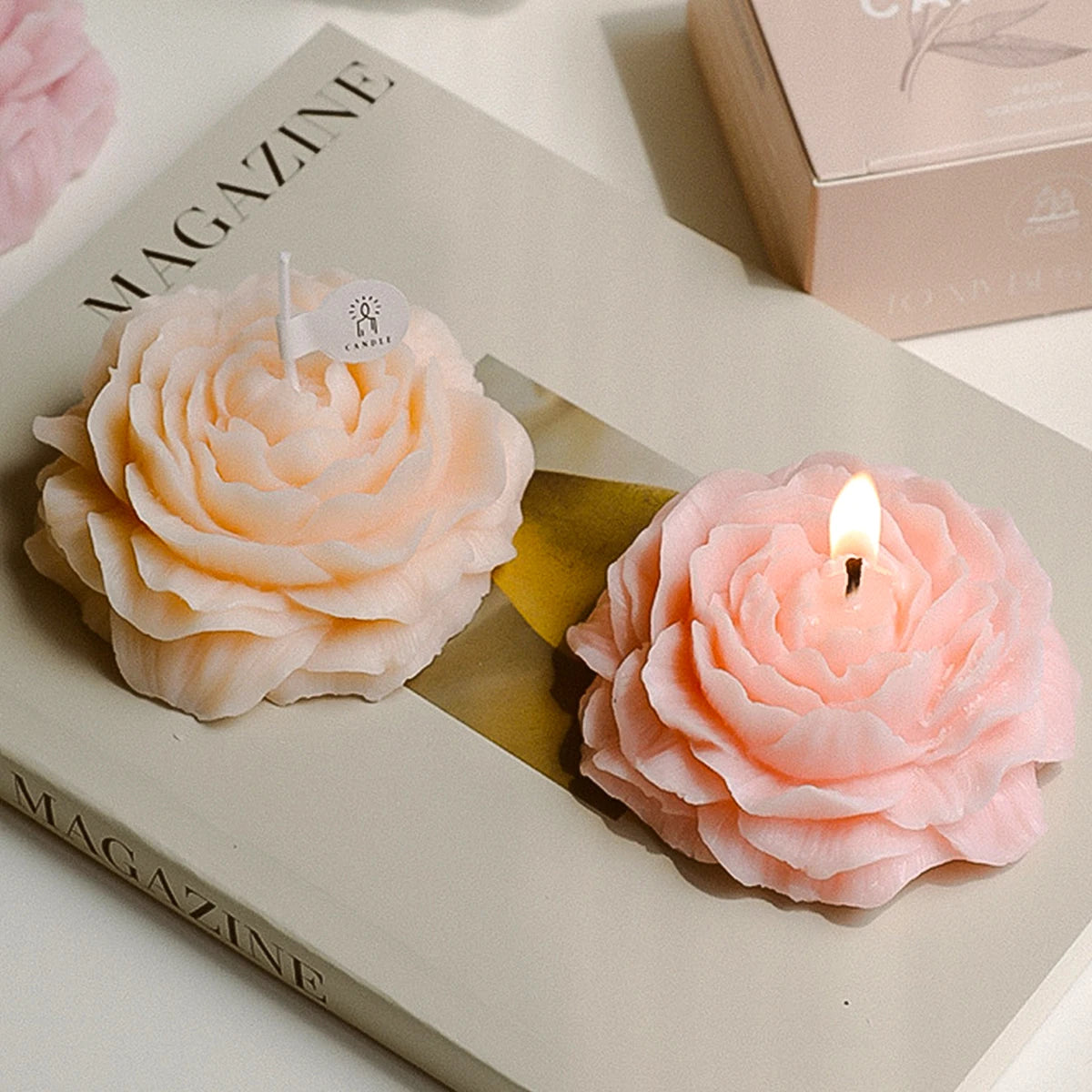 3D Peony Aromatic Candle Aromatherapy Decor With Gift Box