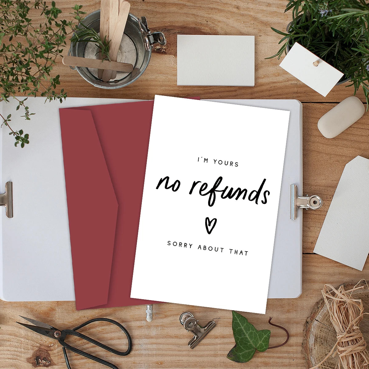 1pc Valentine's Day Card "I'm Yours No Refunds'