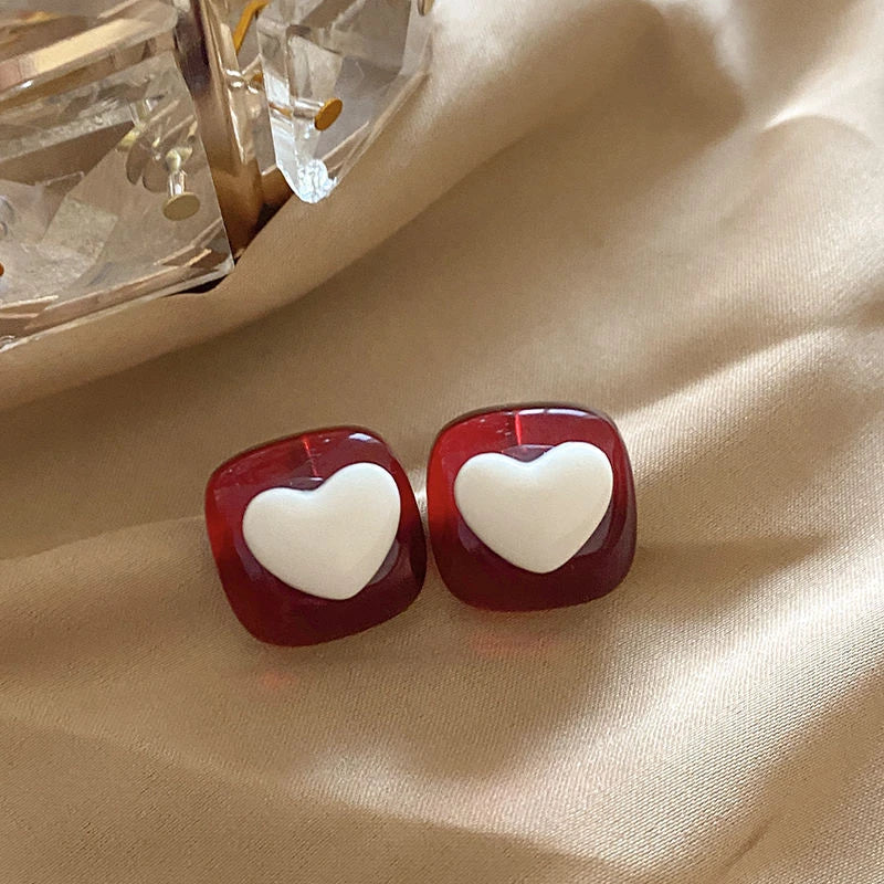 Wine Red Retro Earrings For Women