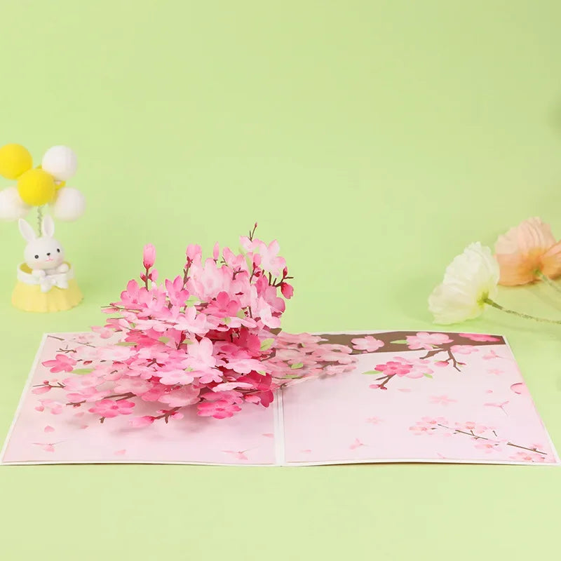 Handmade 3D Pop up Style Card With Peach Blossoms