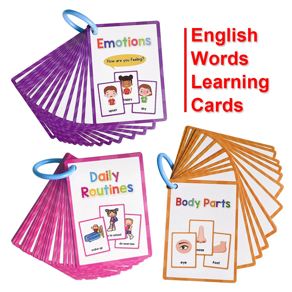 English Words Learning Card Pocket Flashcards Early Educational Toys