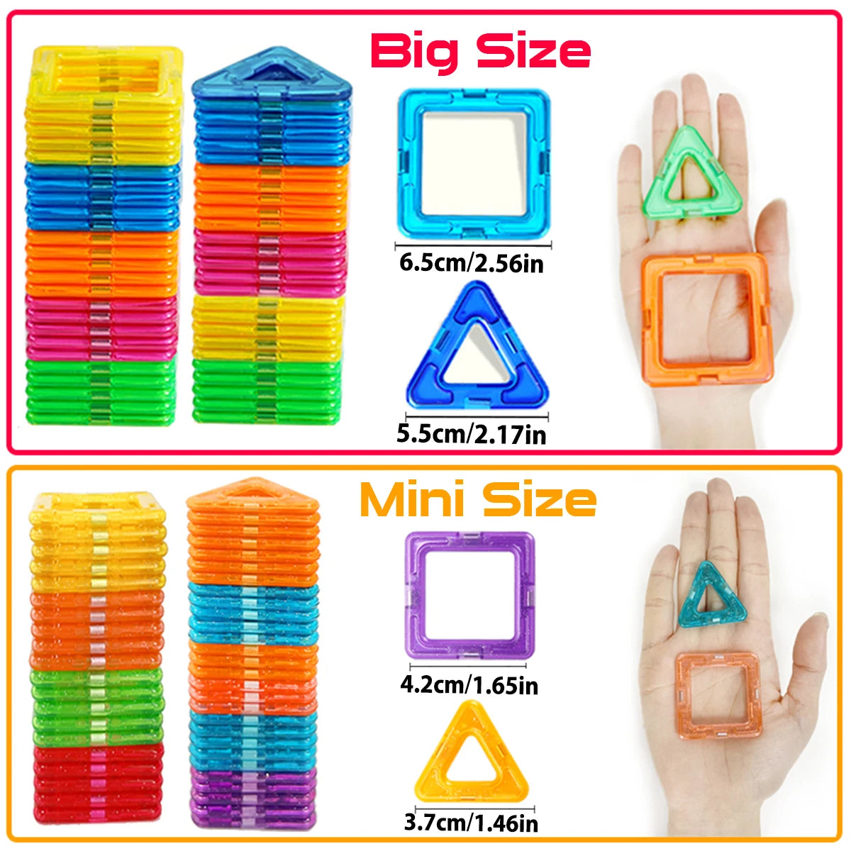 Magnetic Building Blocks Big Size and Mini Size DIY Magnets Toys for Kids 50pc 100pc 200pc