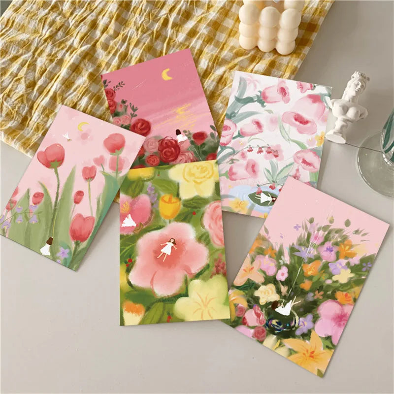 10PC Hand Painted Flowers Colorful Decorative Card