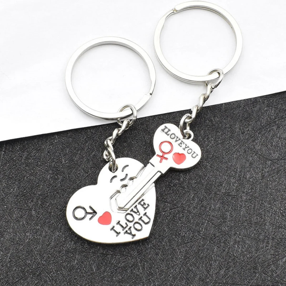 Silver Plated Lovers Heart Keychain