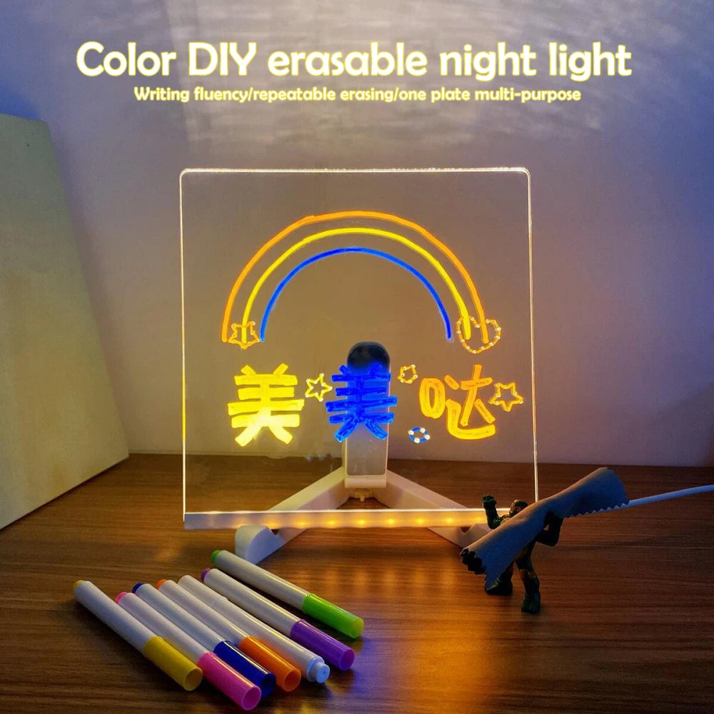 LED Note Board Night Light with 7 Pen colours