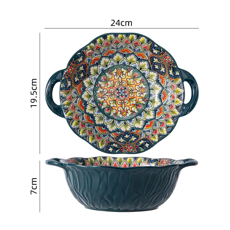 1PCS Bohemian Ceramic Dinner Plates