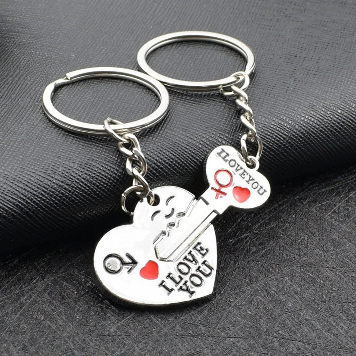 Silver Plated Lovers Heart Keychain