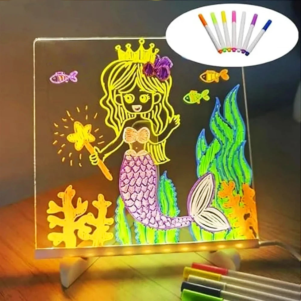 LED Note Board Night Light with 7 Pen colours