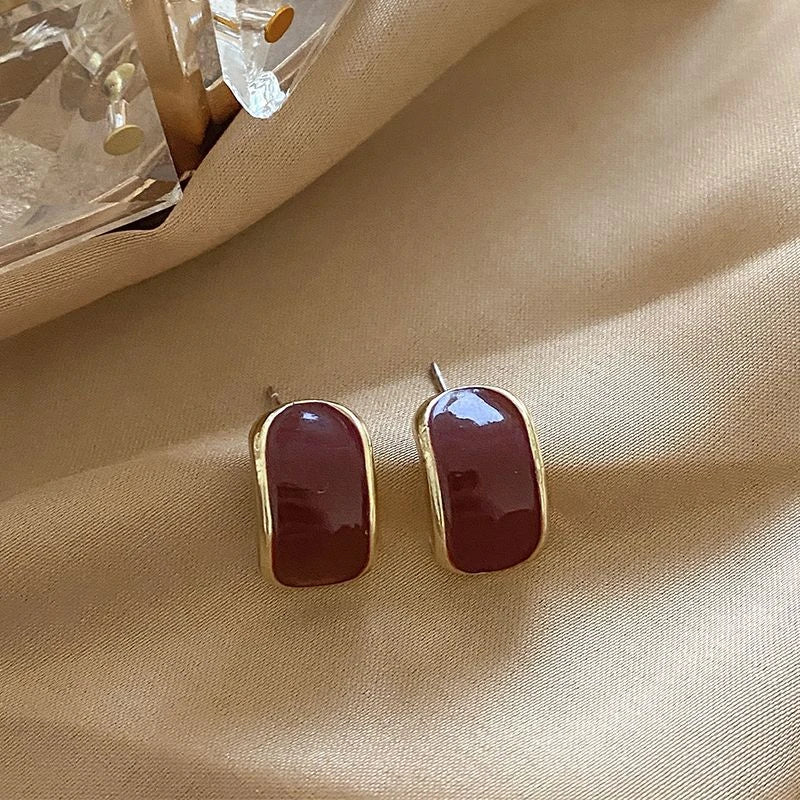 Wine Red Retro Earrings For Women