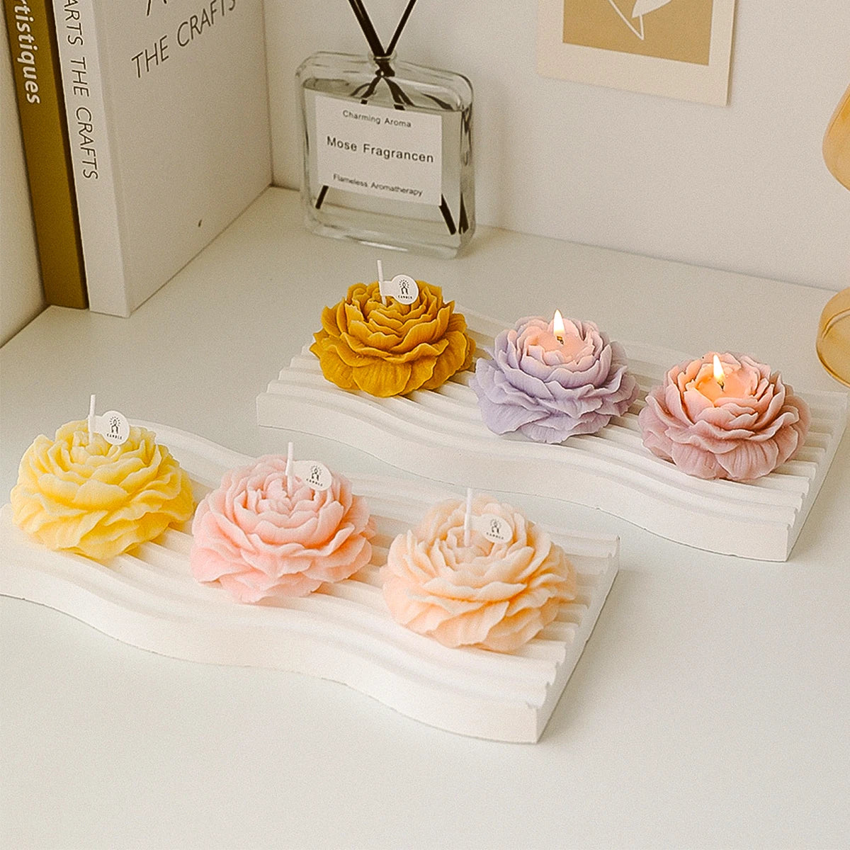 3D Peony Aromatic Candle Aromatherapy Decor With Gift Box