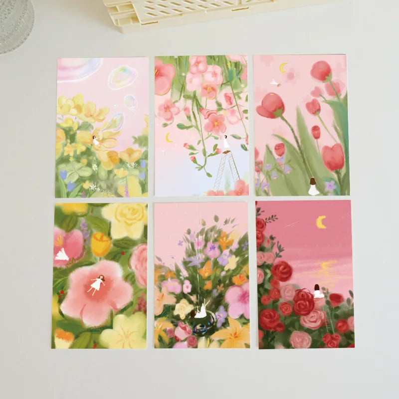 10PC Hand Painted Flowers Colorful Decorative Card