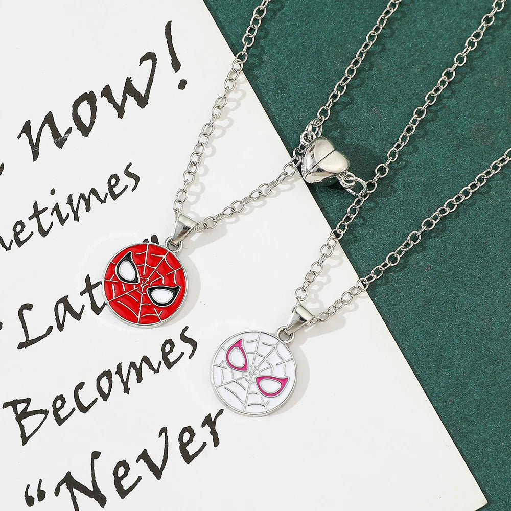 2pcs/set Marvel Superhero Spider-Man Necklace Valentine's Gift