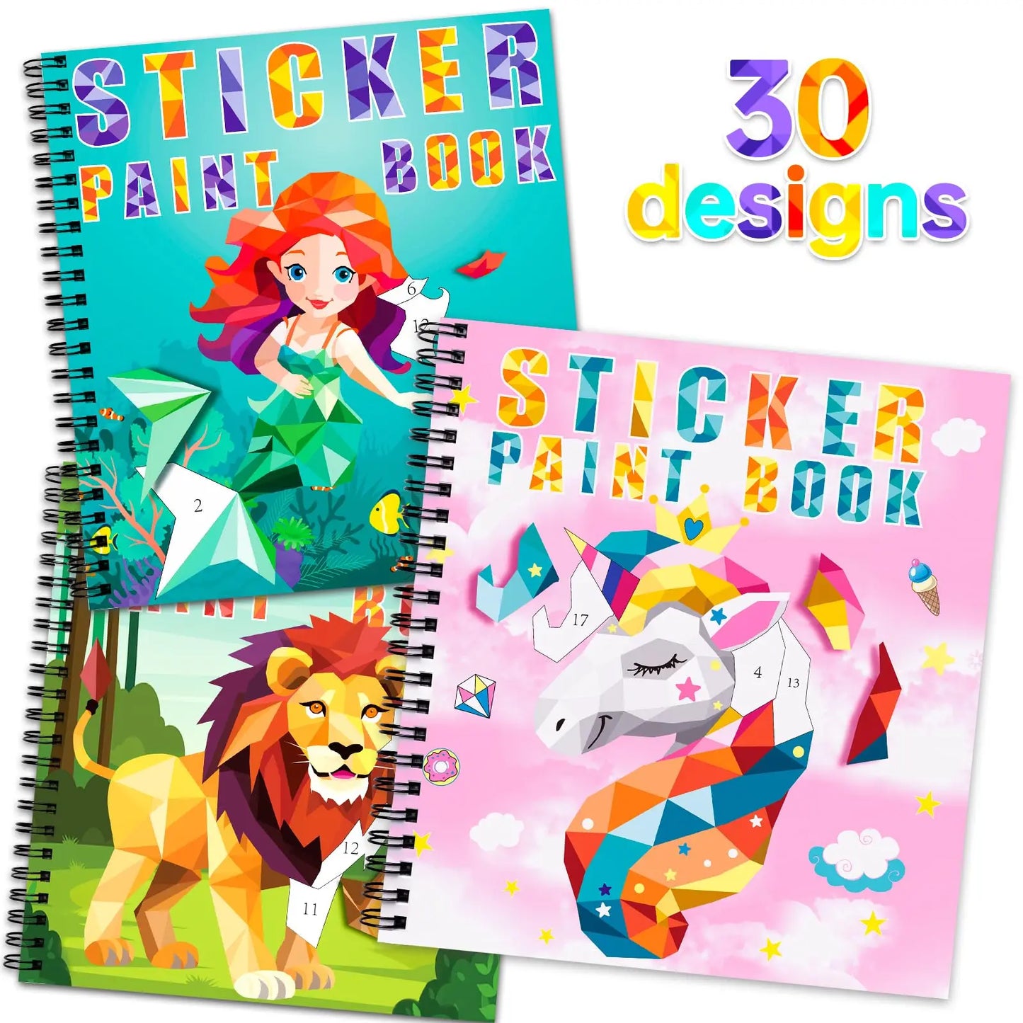 1/3/4Pcs Sticker Paint Books With Number Guides