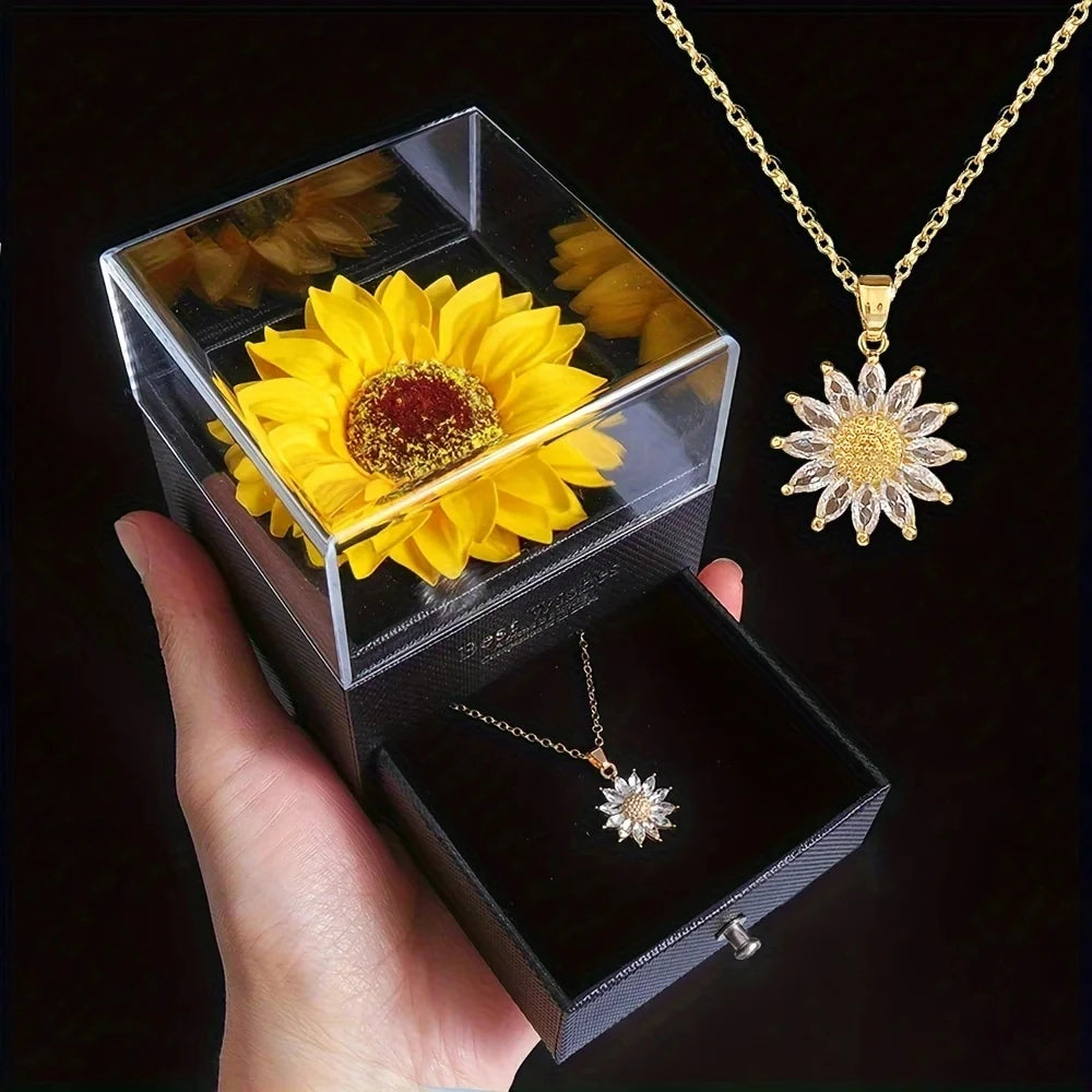 Sunflower Necklace With Gift Box