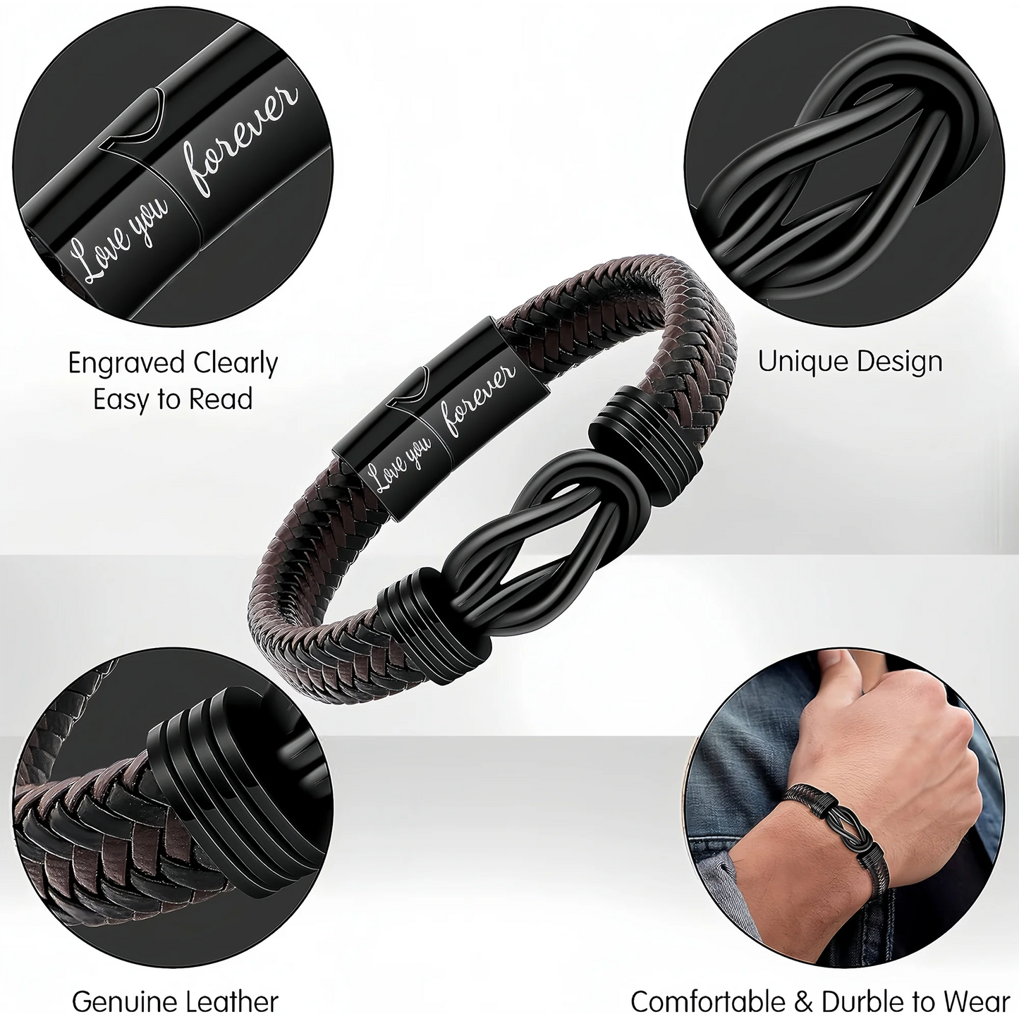 Valentine's Day Gifts for Him, Leather Bracelet