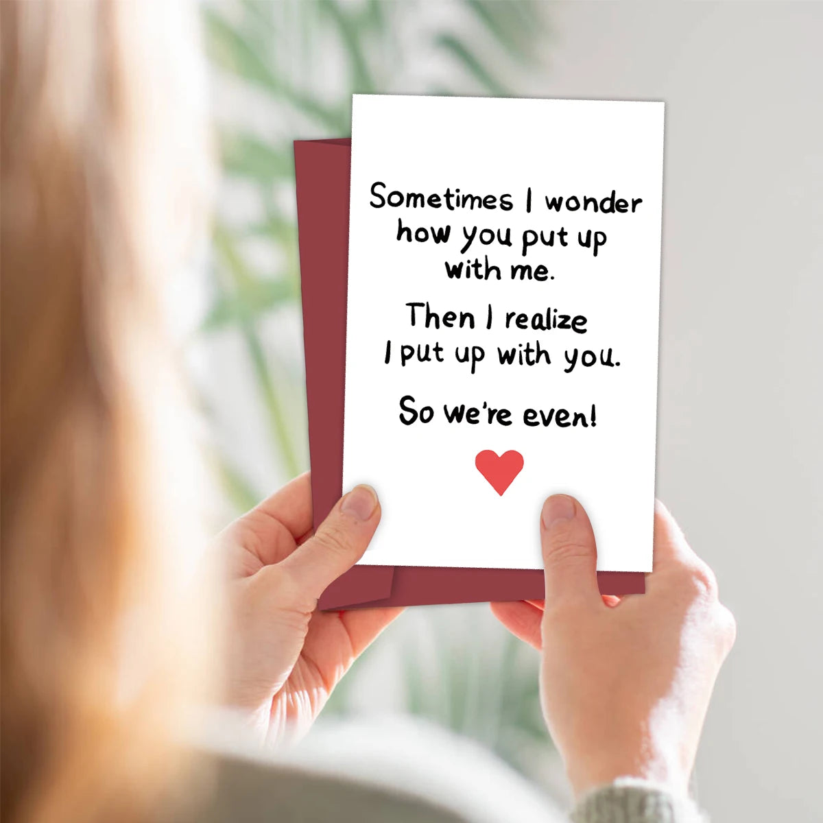 1pc Humorous Valentine's Day Card,"We Put Up With Each Other!"