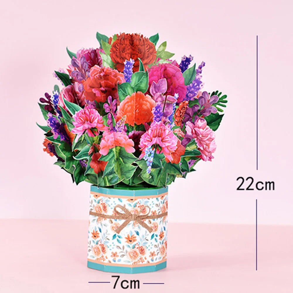 Handmade 3D Paper Flower Cards Floral Printing Popup With Envelope