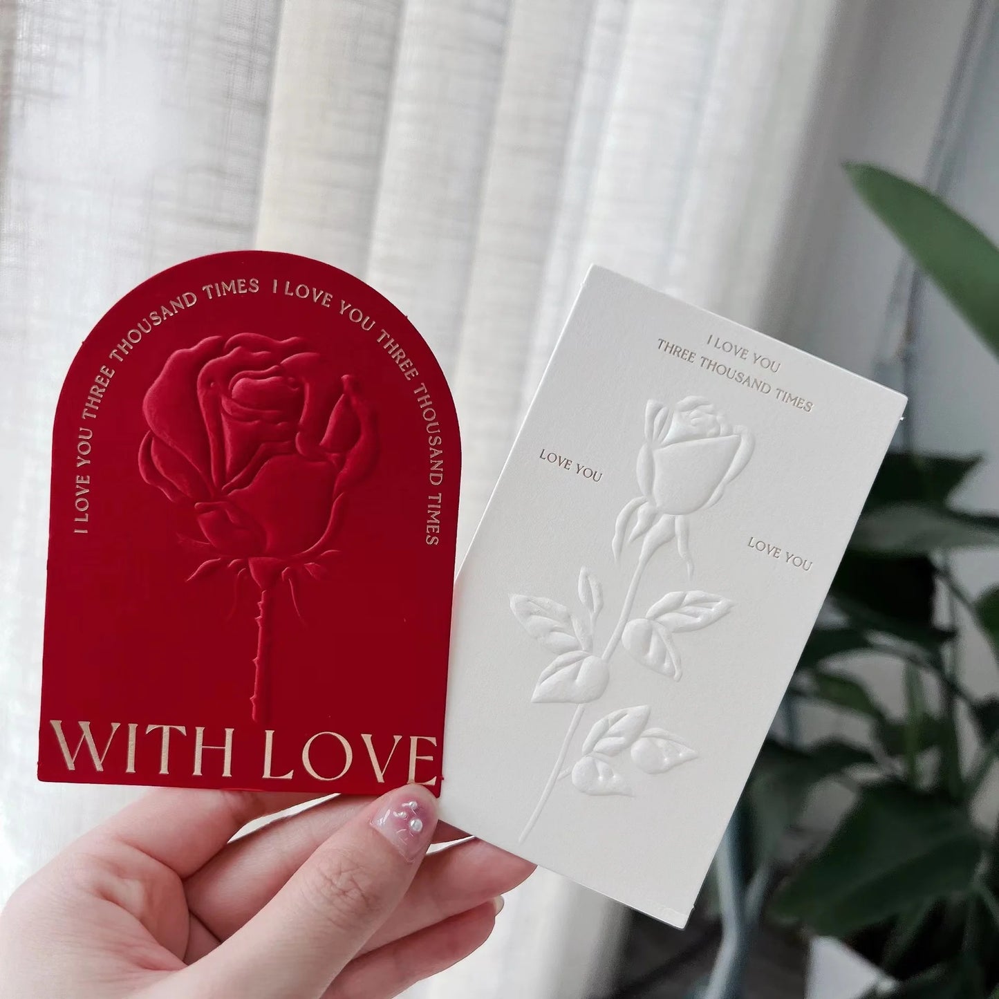 12PCS Embossed Rose Decorative Card