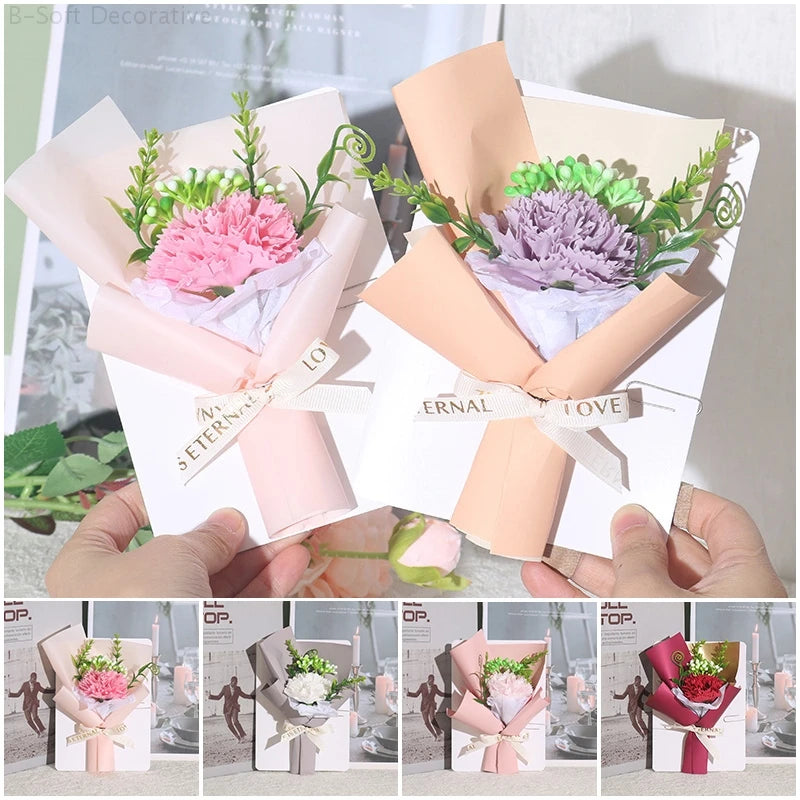 Carnation Soap FlowersFlowers Bouquet with Cards