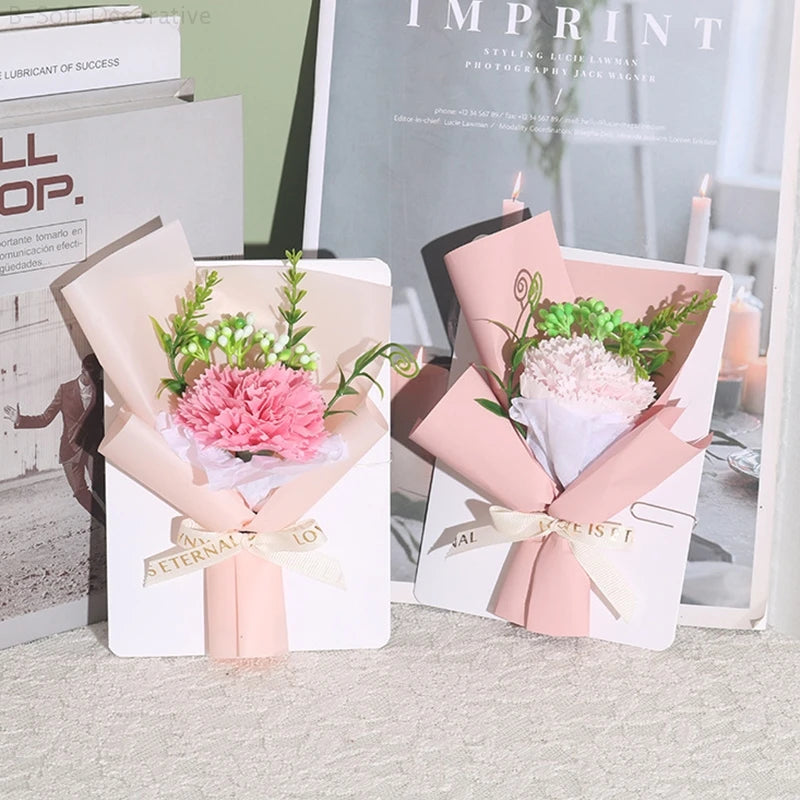 Carnation Soap FlowersFlowers Bouquet with Cards