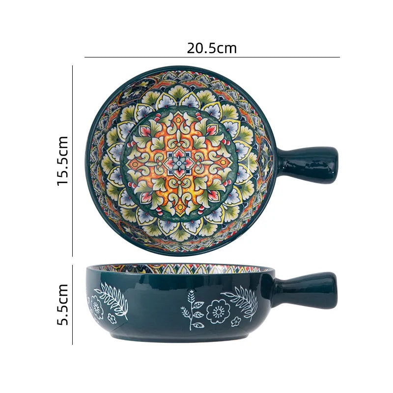 1PCS Bohemian Ceramic Dinner Plates