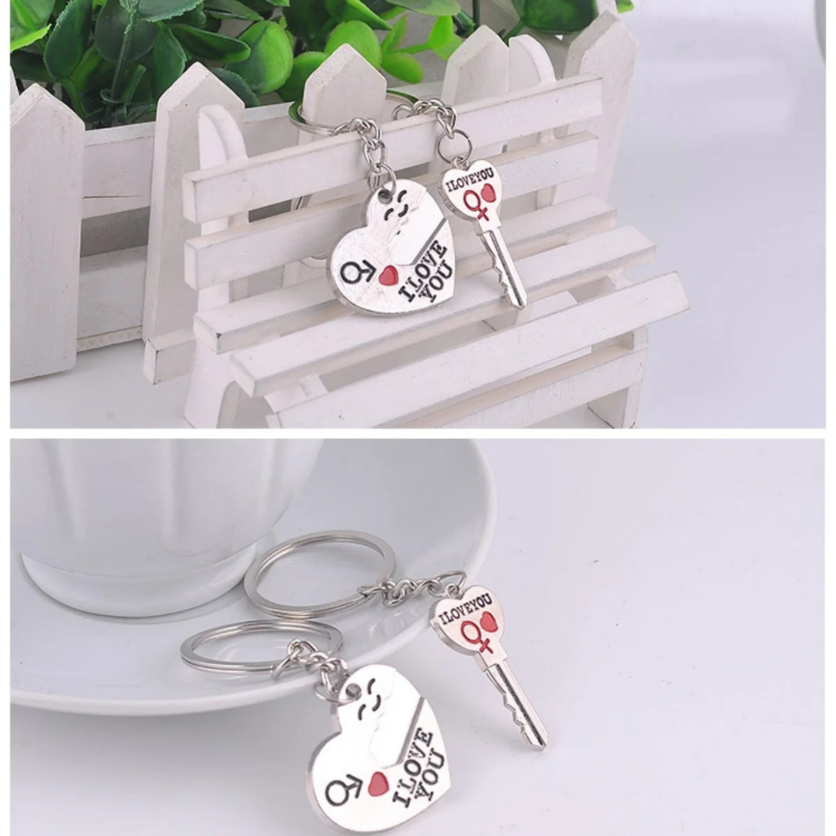 Silver Plated Lovers Heart Keychain