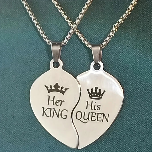 King & Queen Crown Love Stainless Steel Necklace