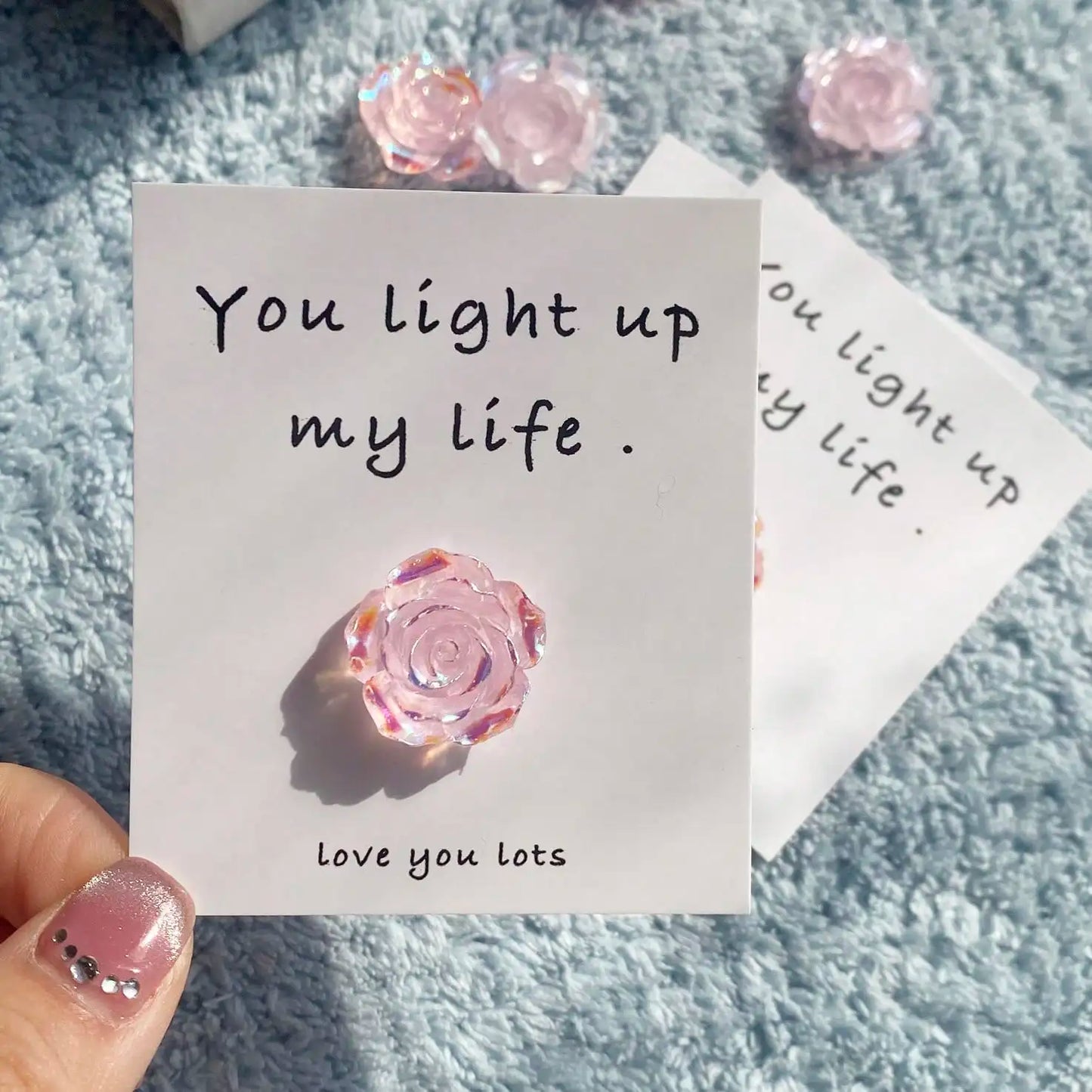 1pc Little Pocket Hug Poem Card With Resin Decoration