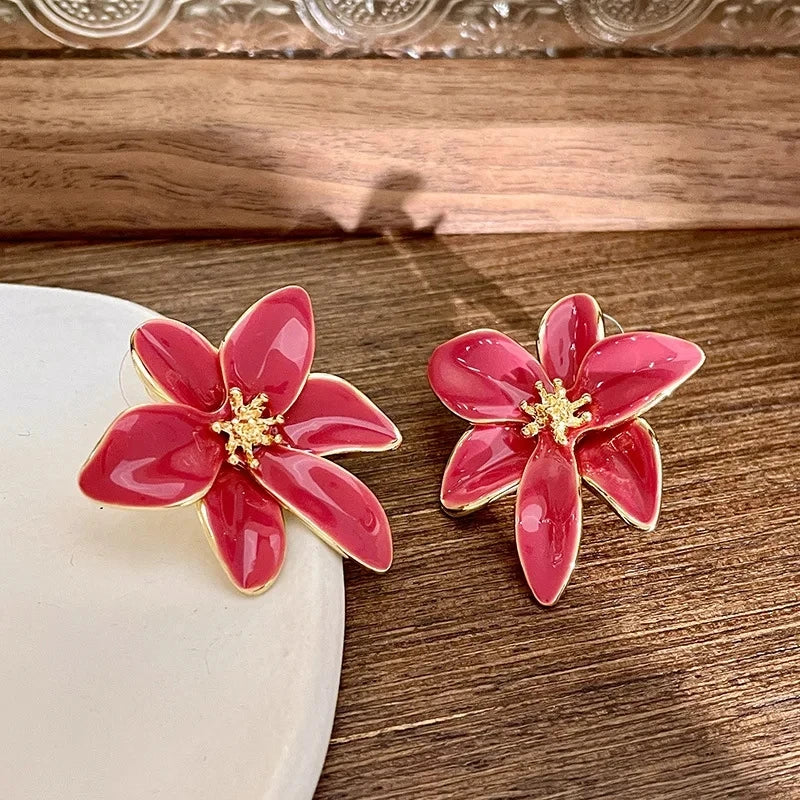 Red & Gold Flower Earrings