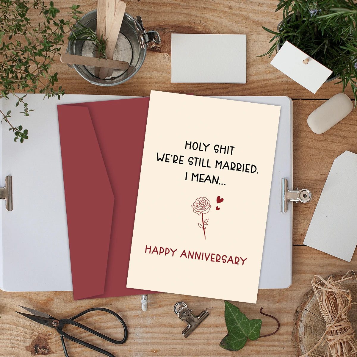 1pc Valentine's Day Card, "Holy Sh*t We're Still Married"