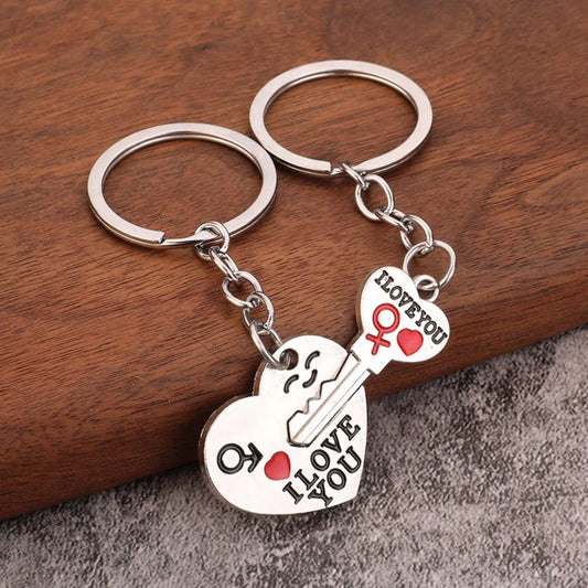 Silver Plated Lovers Heart Keychain