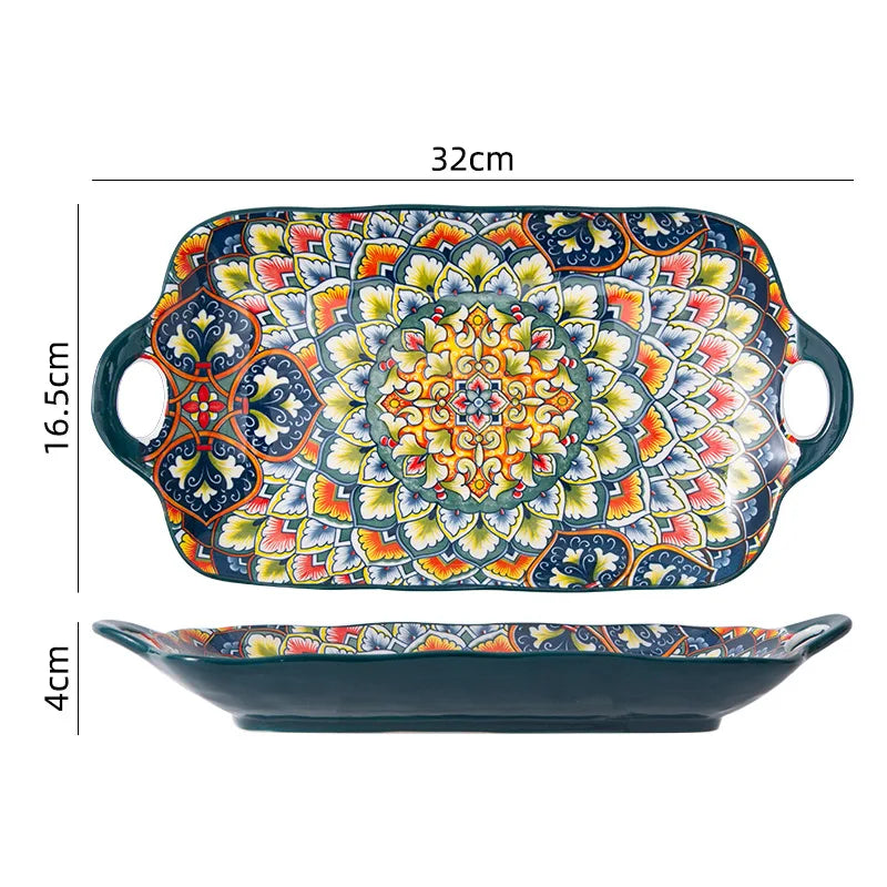 1PCS Bohemian Ceramic Dinner Plates