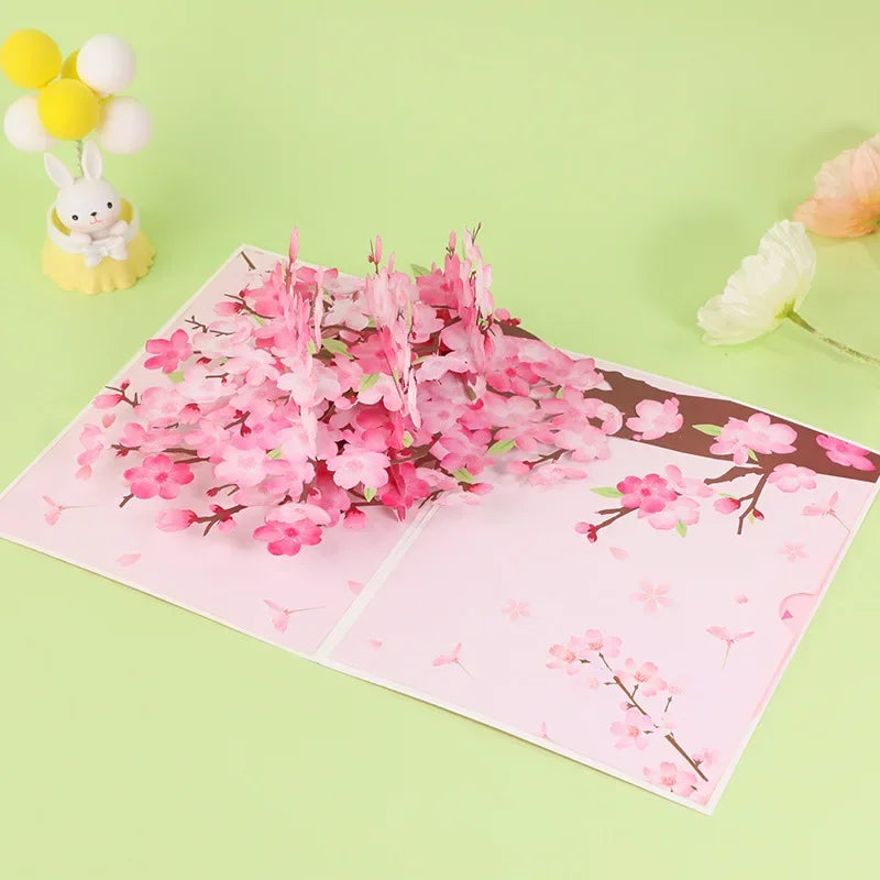 Handmade 3D Pop up Style Card With Peach Blossoms