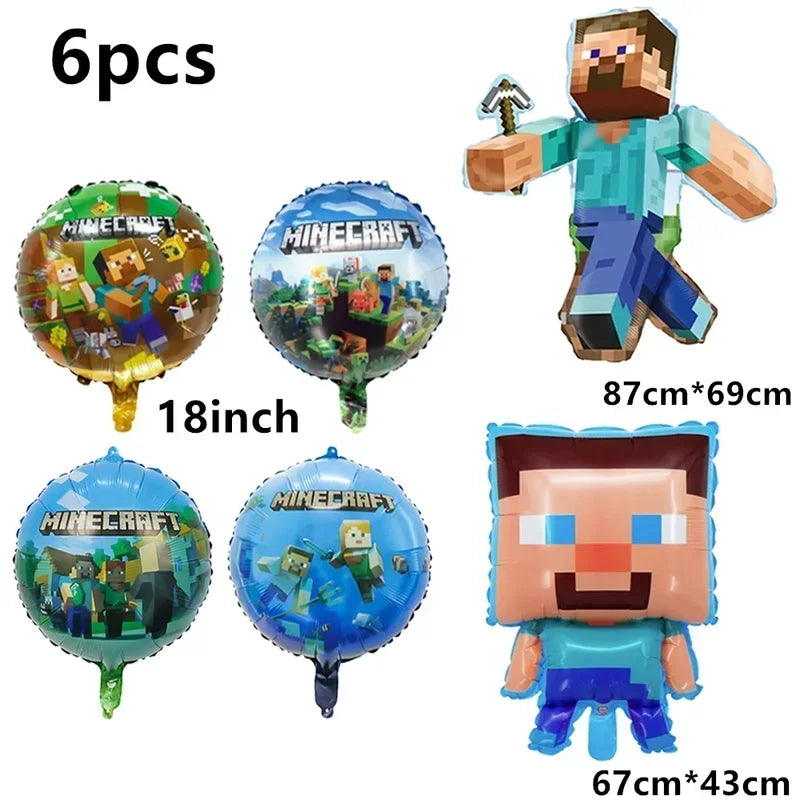 Minecraft Balloons Birthday Party Decoration