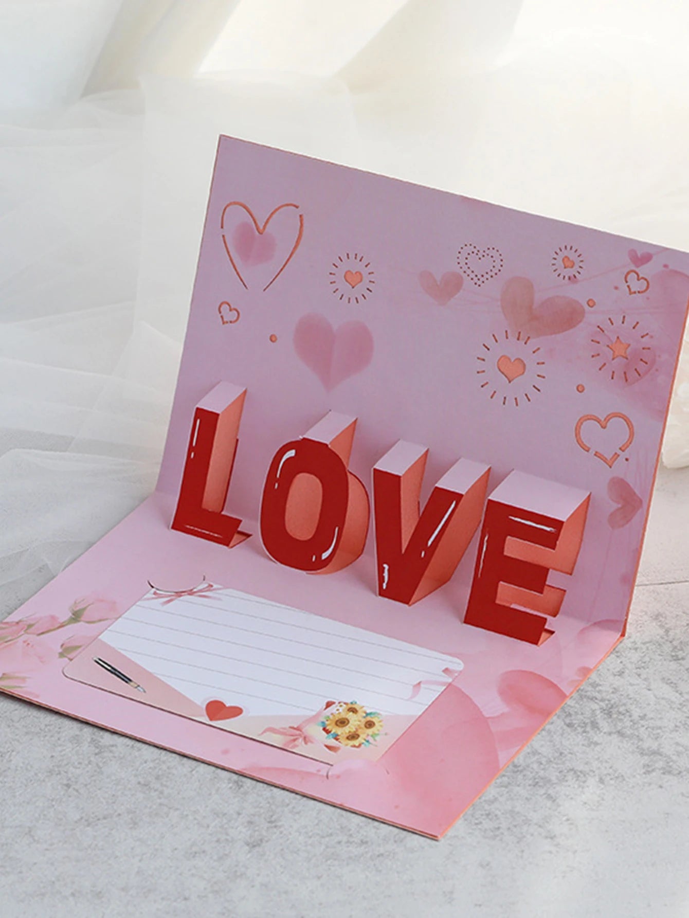 1set Three-dimensional 3D Heart Tree Valentine's Day Card