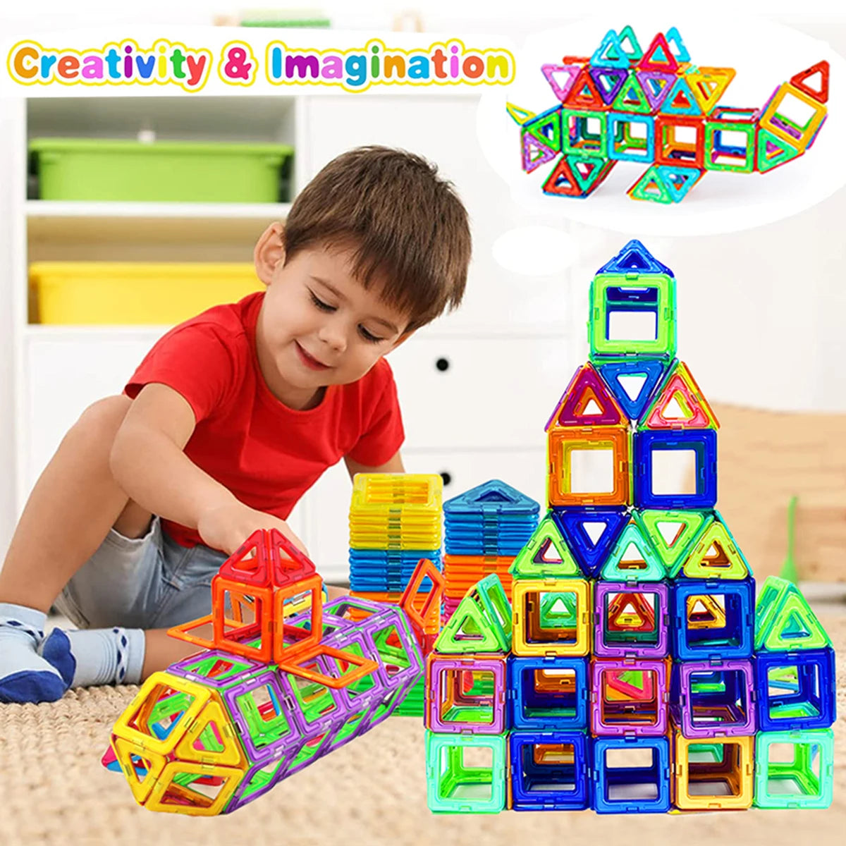 Magnetic Building Blocks Big Size and Mini Size DIY Magnets Toys for Kids 50pc 100pc 200pc