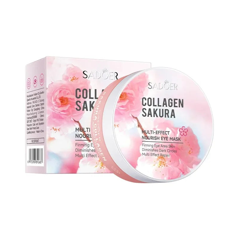 60PCS SADOER Sakura Collagen Eye Mask Anti Dark Circles And Eye Bags Removal